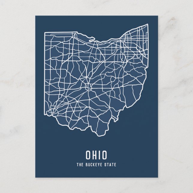 Ohio US State road map - Buckeye State map Postcard (Front)