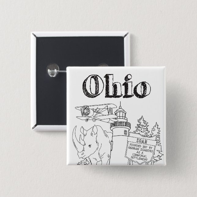 Ohio Vacation Drawing Vacation Art Travelling Desi 15 Cm Square Badge (Front & Back)
