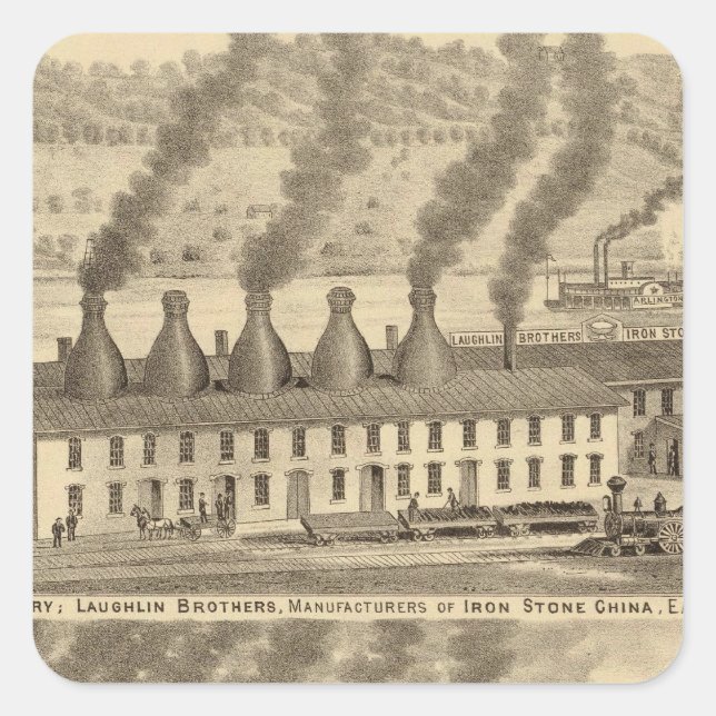 Ohio Valley Pottery, Laughlin Brothers Square Sticker (Front)