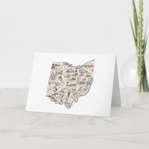 Ohio Vintage Picture Map Large Greeting Card