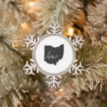 Ohioan Love Ohio Shaped Black Buckeye Chalkboard Ornament<br><div class="desc">Featuring the silhouette outline map shape of the state of Ohio filled in with a solid black background and the word love written in lower case letters inside, this state love themed Christmas ornament is perfect for anyone who loves Ohio and wants to share it on their tree this holiday...</div>