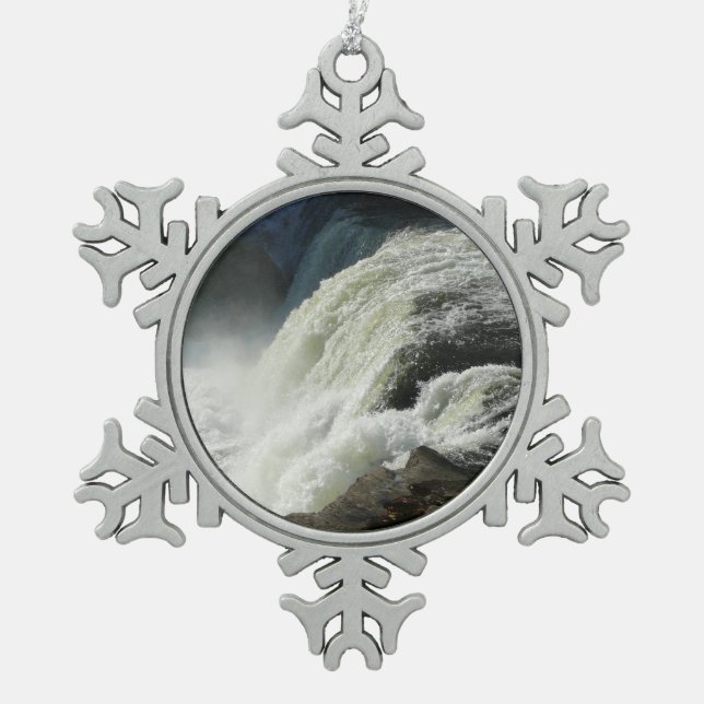 Ohiopyle Falls in Pennsylvania Snowflake Pewter Christmas Ornament (Front)