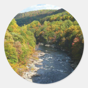 Ohiopyle River in Fall I Pennsylvania Autumn Classic Round Sticker