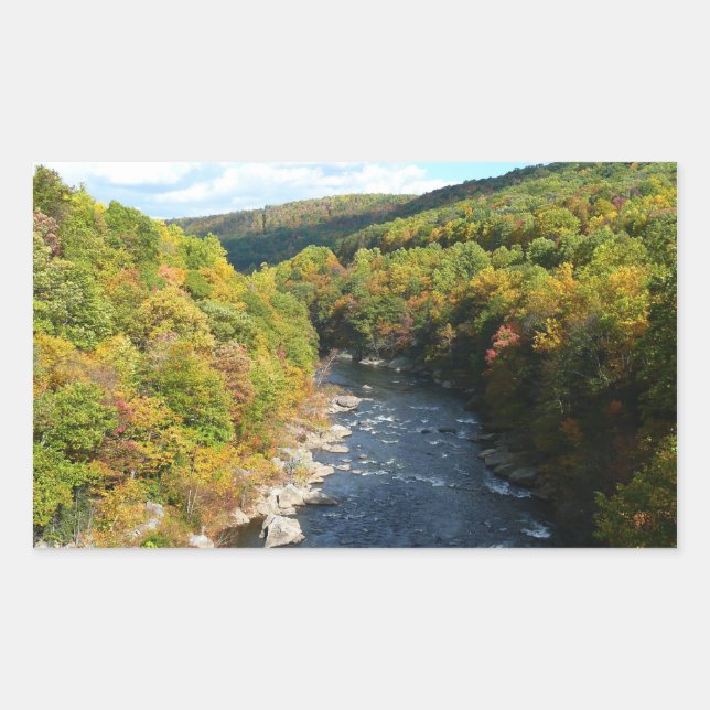 Ohiopyle River in Fall I Pennsylvania Autumn Rectangular Sticker (Front)
