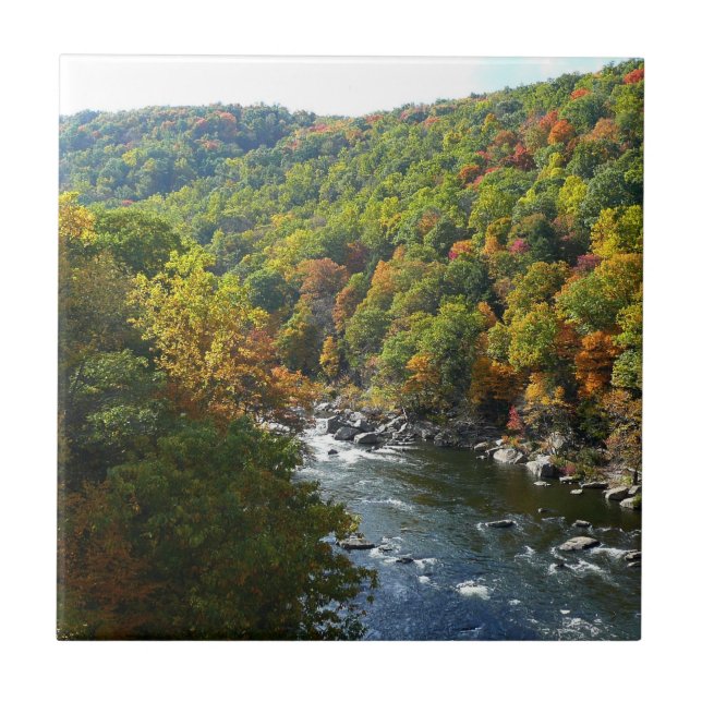Ohiopyle River in Fall II Pennsylvania Autumn Tile (Front)