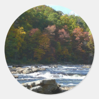 Ohiopyle River Rapids in Fall Pennsylvania Autumn Classic Round Sticker