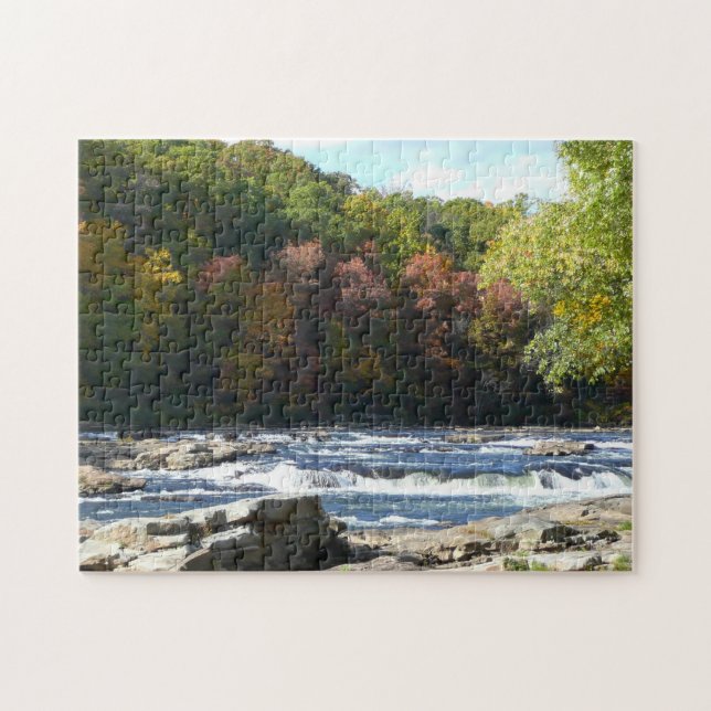 Ohiopyle River Rapids in Fall Pennsylvania Autumn Jigsaw Puzzle (Horizontal)
