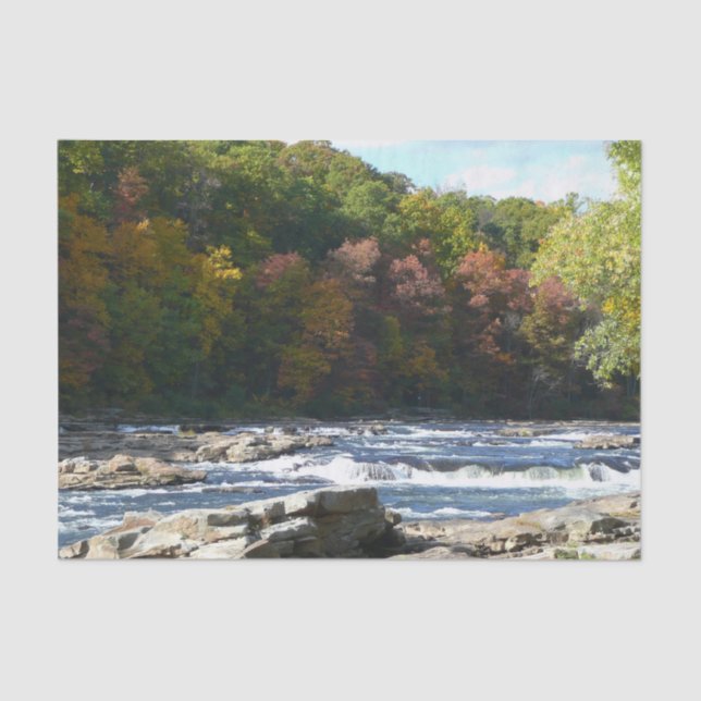 Ohiopyle River Rapids in Fall Pennsylvania Autumn Tissue Paper (Front)
