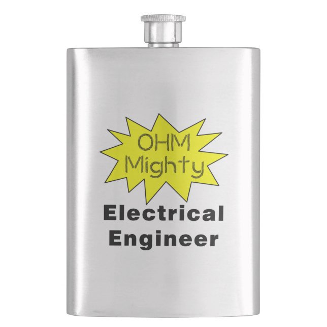 Ohm Mighty Electrical Engineer Hip Flask (Front)
