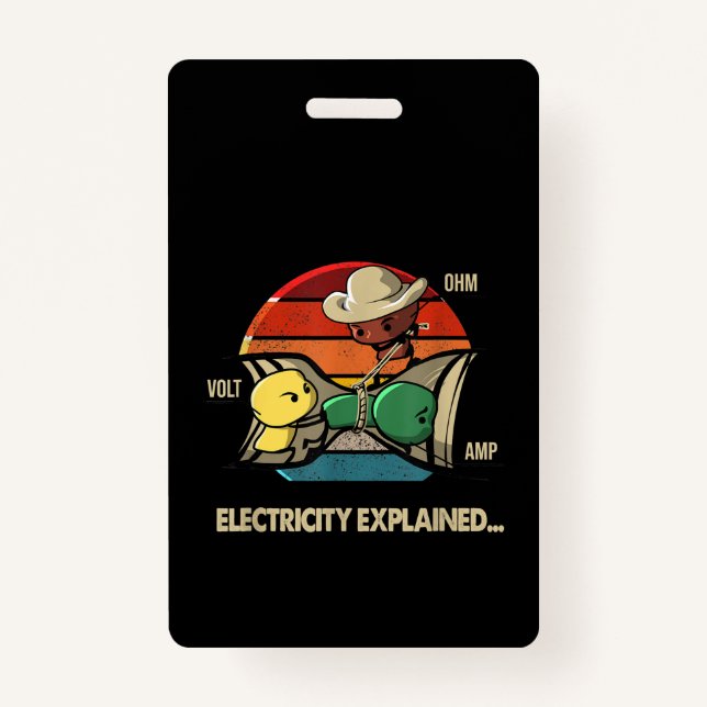 Ohm Volt Amp Electricity Explained  Electrician ID Badge (Front)