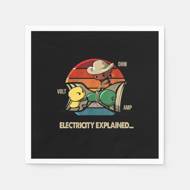 Ohm Volt Amp Electricity Explained  Electrician Napkin (Front)