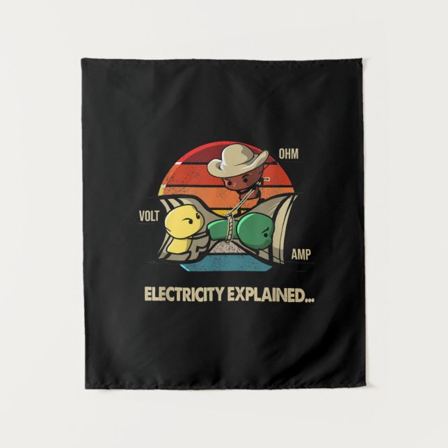 Ohm Volt Amp Electricity Explained  Electrician Tapestry (Front)