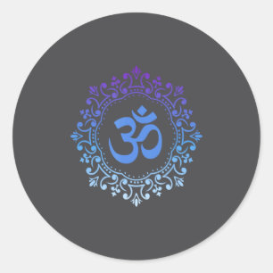 Ohm Yoga New Age Purple And Blue Mandala Sound Bat Classic Round Sticker