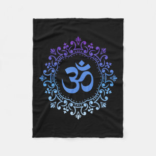 Ohm Yoga New Age Purple And Blue Mandala Sound Bat Fleece Blanket