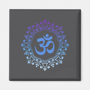 Ohm Yoga New Age Purple And Blue Mandala Sound Bat Magnet