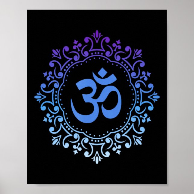 Ohm Yoga New Age Purple And Blue Mandala Sound Bat Poster (Front)