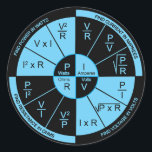Ohm's Law - Black and Blue Classic Round Sticker<br><div class="desc">Ohm's Law sticker- black and blue.</div>