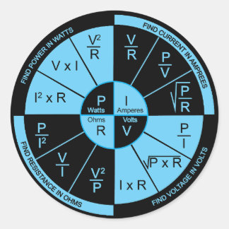 Ohm's Law - Black and Blue Classic Round Sticker