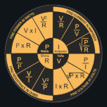 Ohm's Law - Black and Orange Classic Round Sticker<br><div class="desc">Ohm's Law sticker- black and orange.</div>