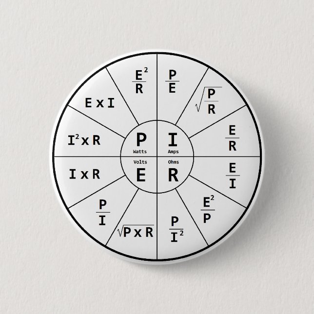 Ohm's Law for DC 6 Cm Round Badge (Front)