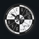 Ohm's Law Round Clock Black and White Dial<br><div class="desc">Ohm's Law Round Clock with black and white dial</div>