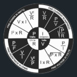 Ohm's Law Sticker- black and white Classic Round Sticker<br><div class="desc">Ohm's Law Sticker- black and white.</div>