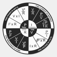Ohm's Law Sticker- black and white