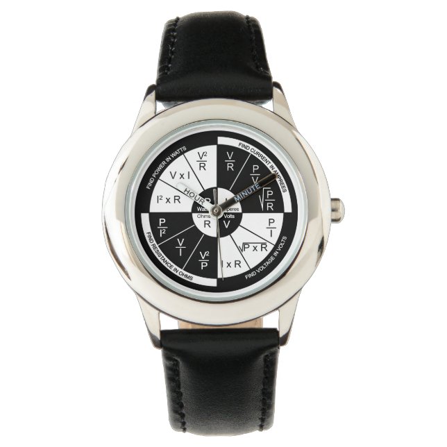 Ohm's Law Watch- Black and White Wheel Watch (Front)