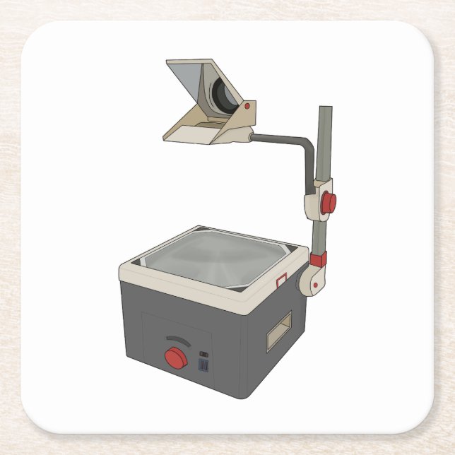 OHP 80s 90s Overhead Projector Square Paper Coaster (Front)