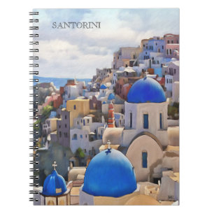 Oia, Santorini. Greece.Oil Painting. Gift Notebook