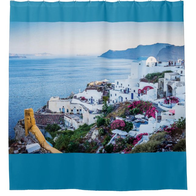 Oia, Santorini, Greece Shower Curtain (Front)