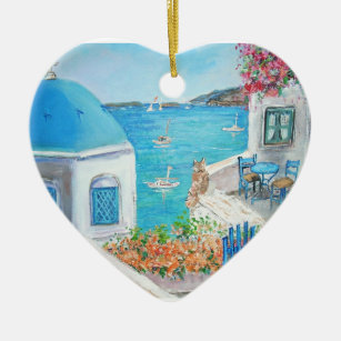 Oia, Santorini Heart Ornament