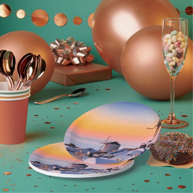 Oia, Santorini   Paper Plate (Multi)