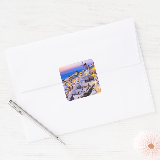 Oia Santorini Square Sticker (Envelope)