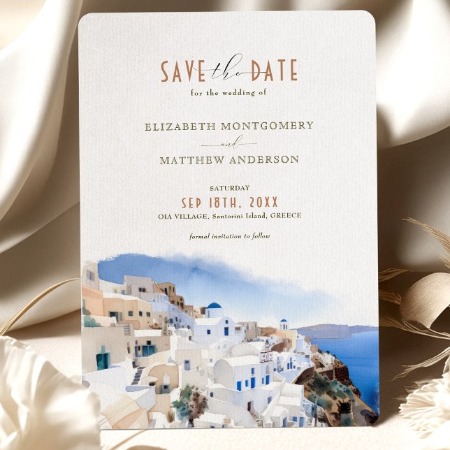 Oia Village Santorini Save The Date Wedding Italy  Invitation (Creator Uploaded)