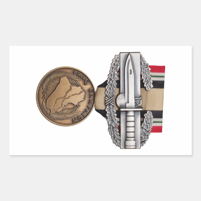 OIF Combat Action Badge Rectangular Sticker (Front)