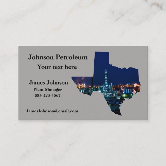 Oil And Gas Industry Business Cards Oil Pump Texas (Front)