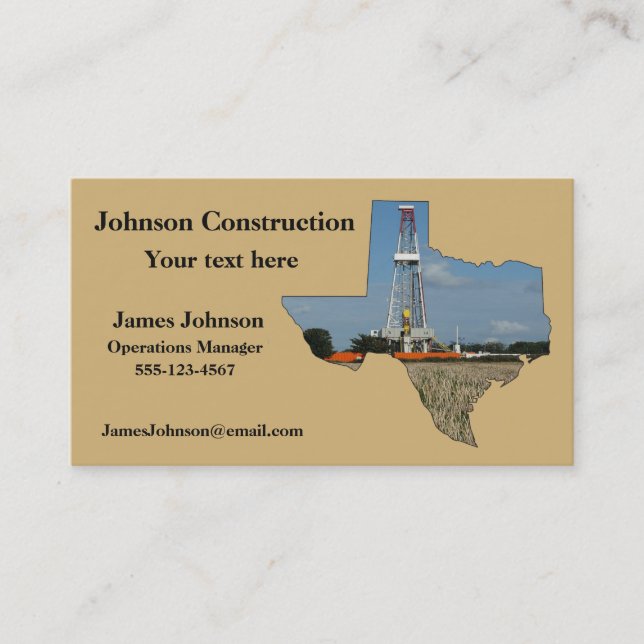 Oil And Gas Industry Business Cards Rig Texas (Front)