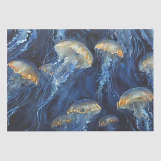 Oil Art Jellyfish Decoupage  Tissue Paper (Front)