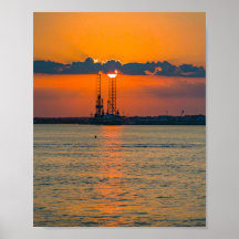 Oil Crane Silhouette Pensacola Bay Sunset