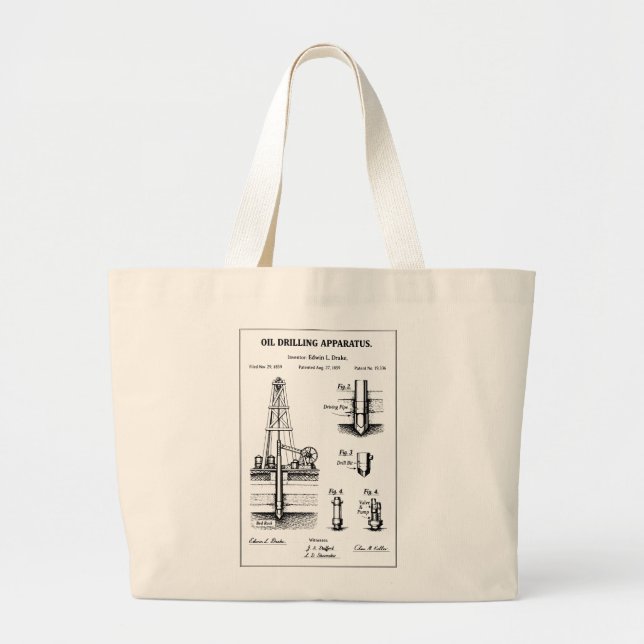 oil drilling blueprint large tote bag (Front)