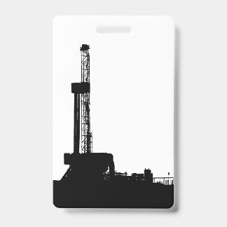 Oil Drilling Rig Silhouette (Vertical) Badge ID Badge