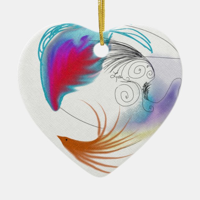 Oil Feathers Ceramic Tree Decoration (Front)