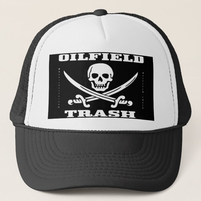 Oil Field Trash,Hat,Skull & Crossbones,Oil,Gas Trucker Hat (Front)