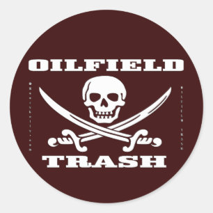 Oil Field Trash Sticker,Skull And Crossbones,Oil Classic Round Sticker