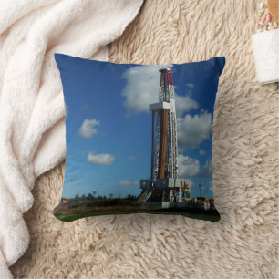 Oil Gas Rig Drilling Decor Throw Pillow