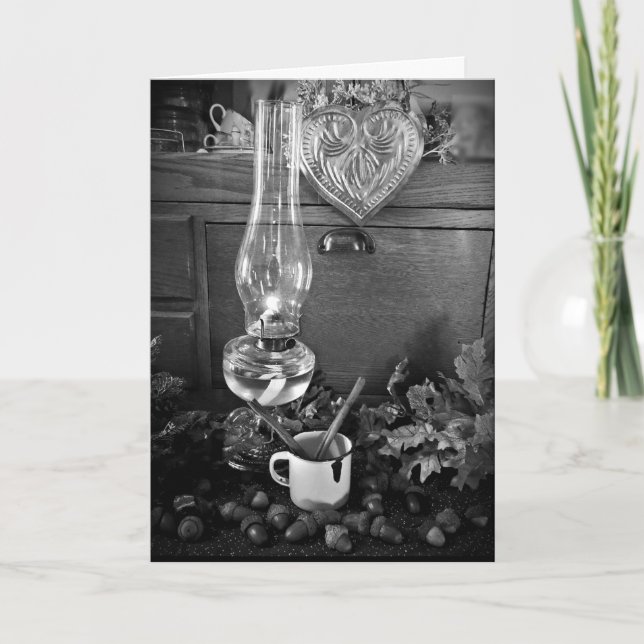 Oil Lamp & Awesome Acorns Greeting Card SvG (Front)