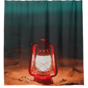 Oil lamp shower curtain