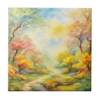oil paint a spring landscape 2 tile