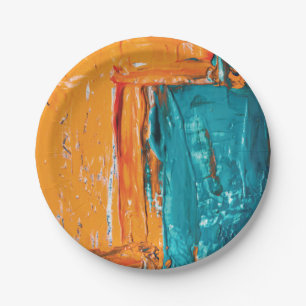 Oil Paint abstract Artistic design Paper Plate
